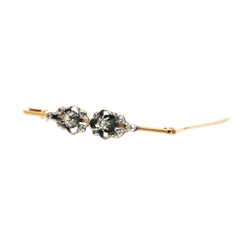 Brooch made of yellow gold, silver, and diamonds