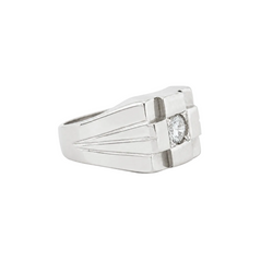 White Gold and Diamond Signet Ring