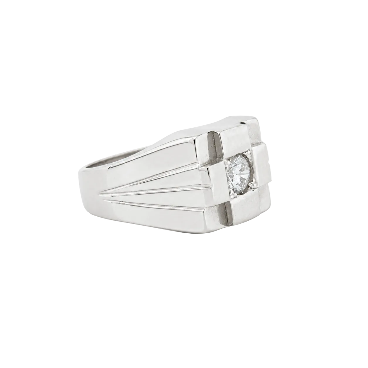 White Gold and Diamond Signet Ring