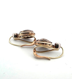 Drop Earrings in Yellow Gold, Silver, and Diamonds