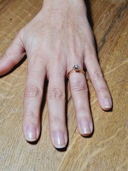 Yellow Gold Solitaire Ring with Diamonds