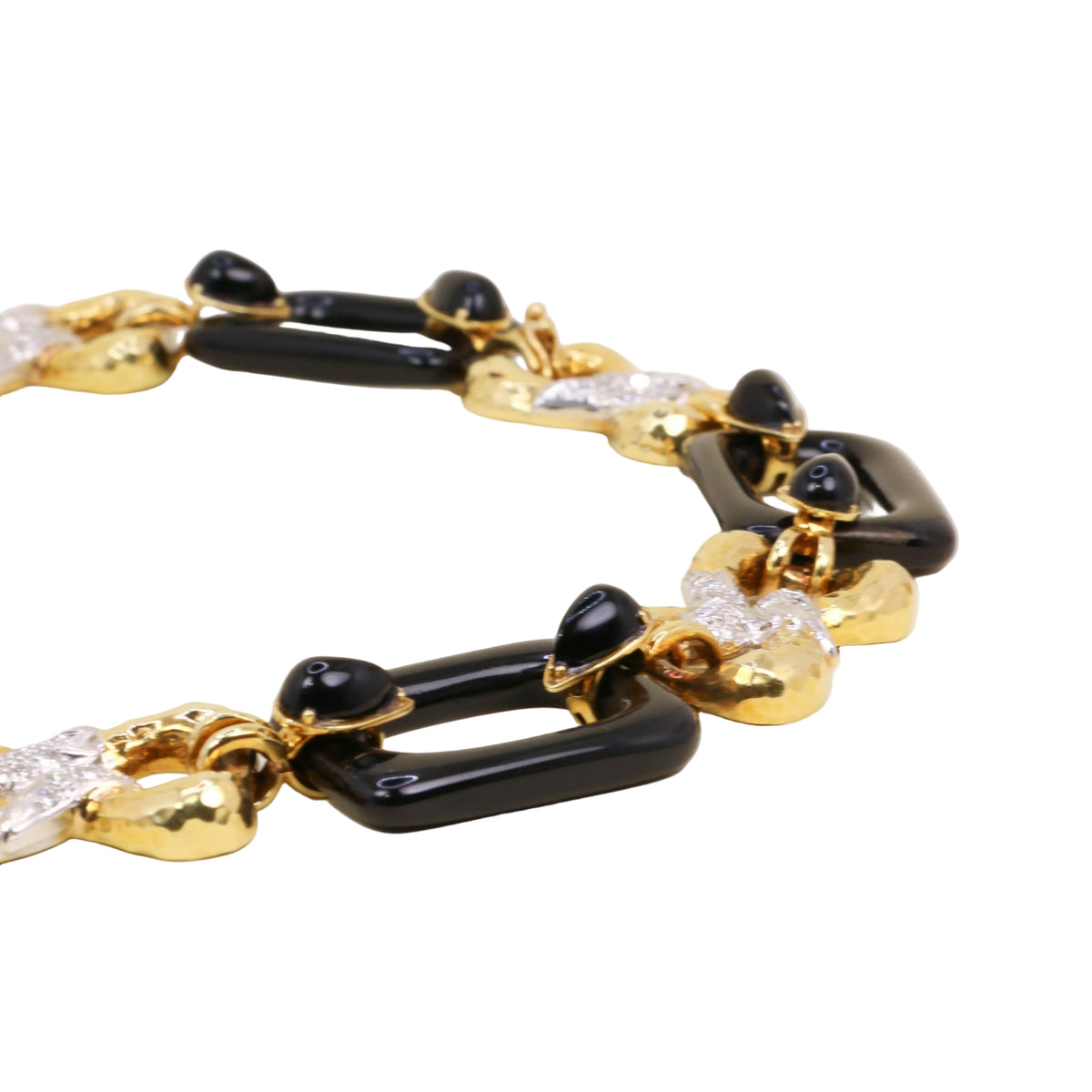 Collier Maille transformable or jaune, onyx et diamants