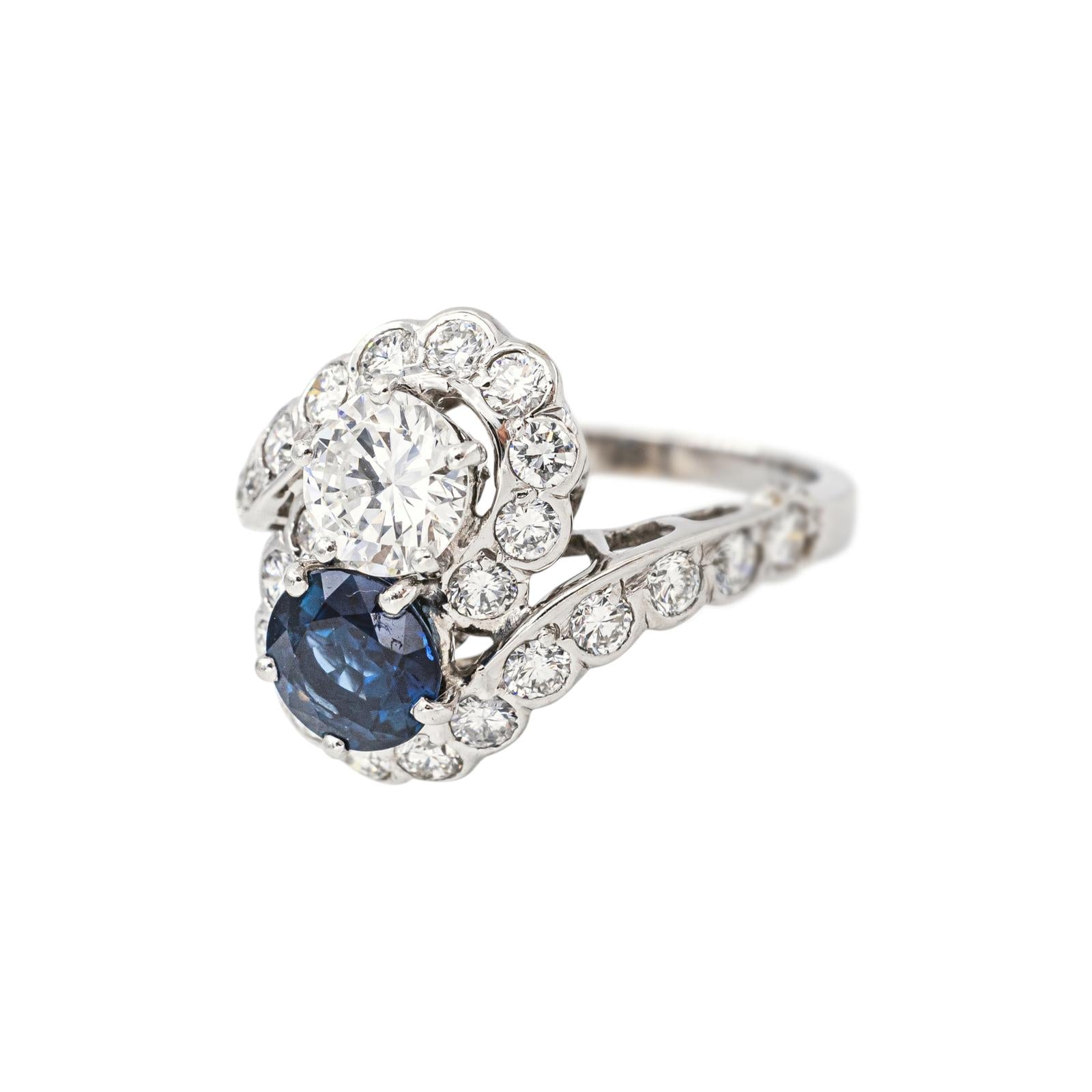 Bague Toi et Moi Or blanc Saphir