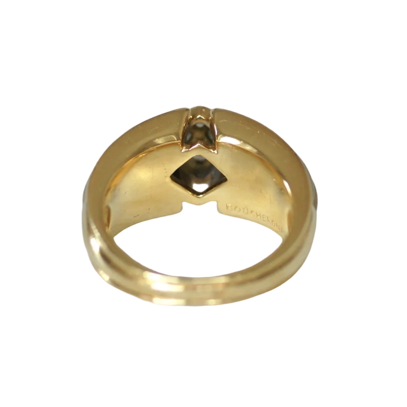 BOUCHERON "Dôme" Ring in yellow gold, rock crystal, and diamonds