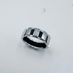 Bague Bandeau CHAUMET Class One en or blanc, diamants et caoutchouc