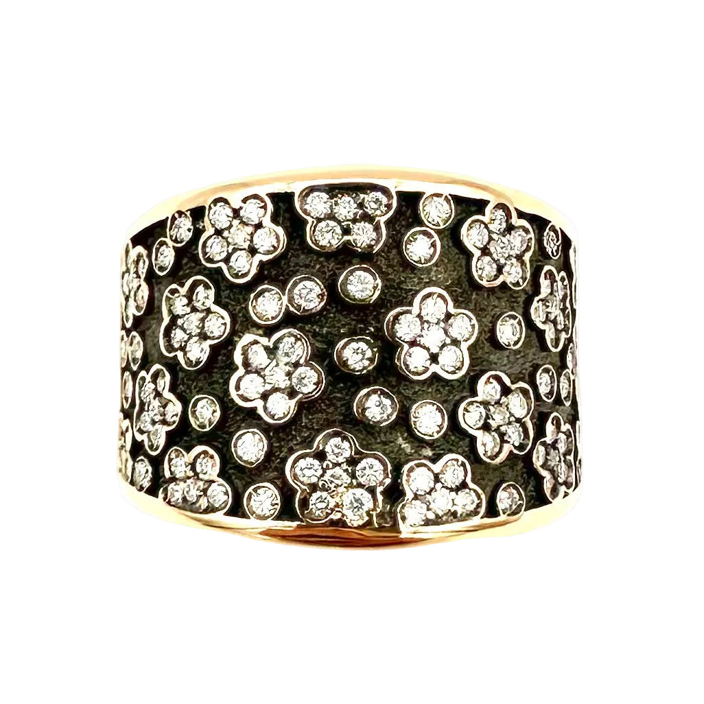 Bague Bandeau PASQUALE BRUNI Ricami en or rose, or noir et diamants