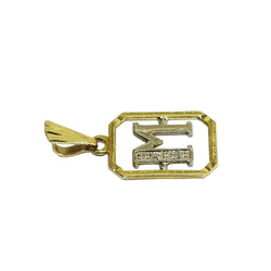 “M” Pendant in White gold, Yellow gold, and Diamonds