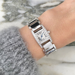 CARTIER "Tankissime" PM Watch in white gold, steel, and diamonds