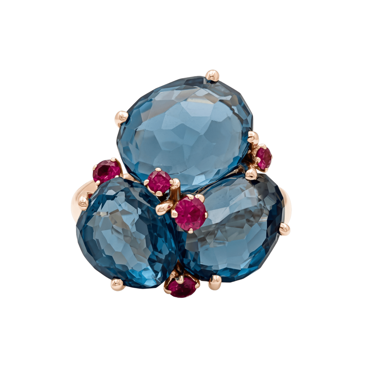 POMELLATO "Bahia" Cocktail Ring in rose gold, Topaz, and Sapphire