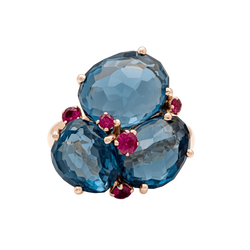 POMELLATO "Bahia" Cocktail Ring in rose gold, Topaz, and Sapphire