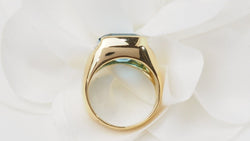Yellow Gold Signet Ring with Topaz and Diamonds