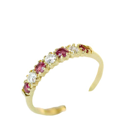 Yellow Gold Wedding Band with Rubies and Diamonds
