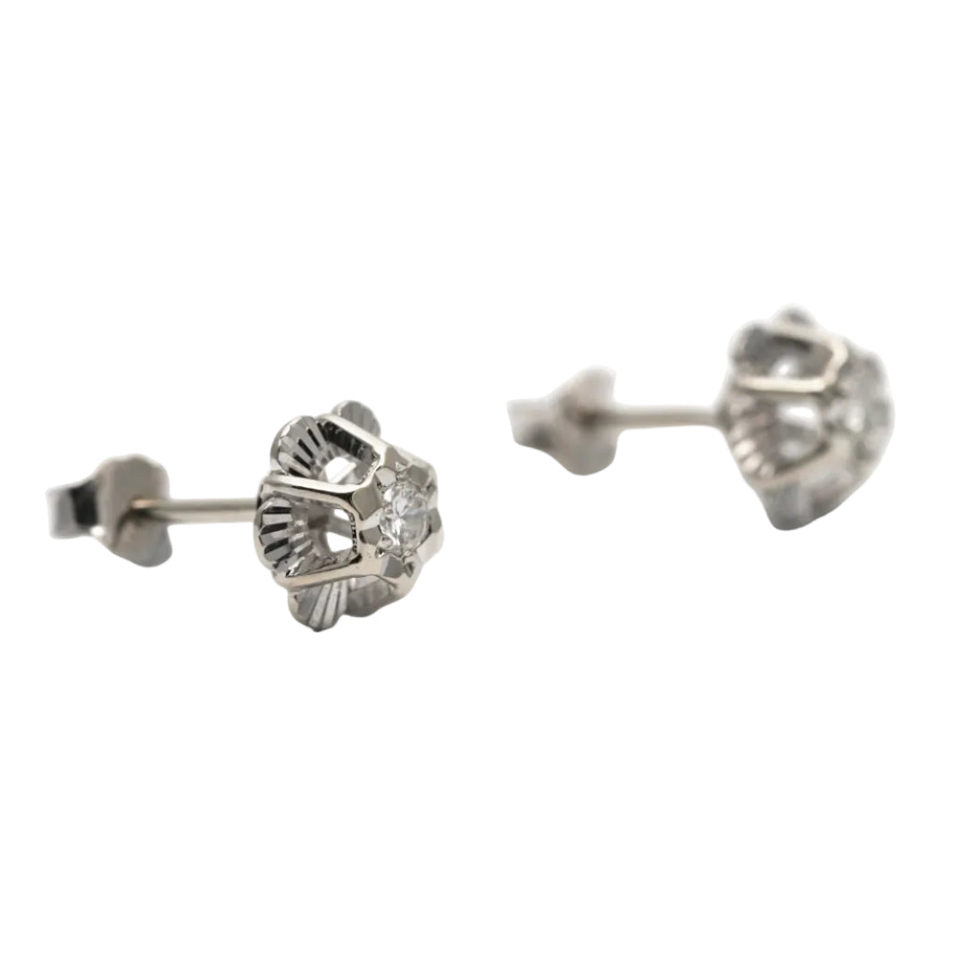 Boucles d'oreilles Puces en or blanc et diamants