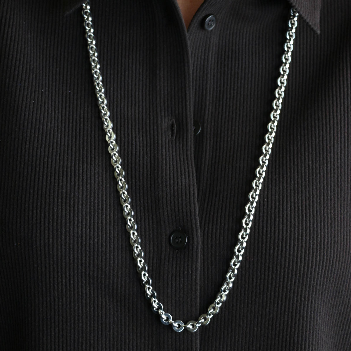 HERMÈS "Voltige" Long Necklace in Silver