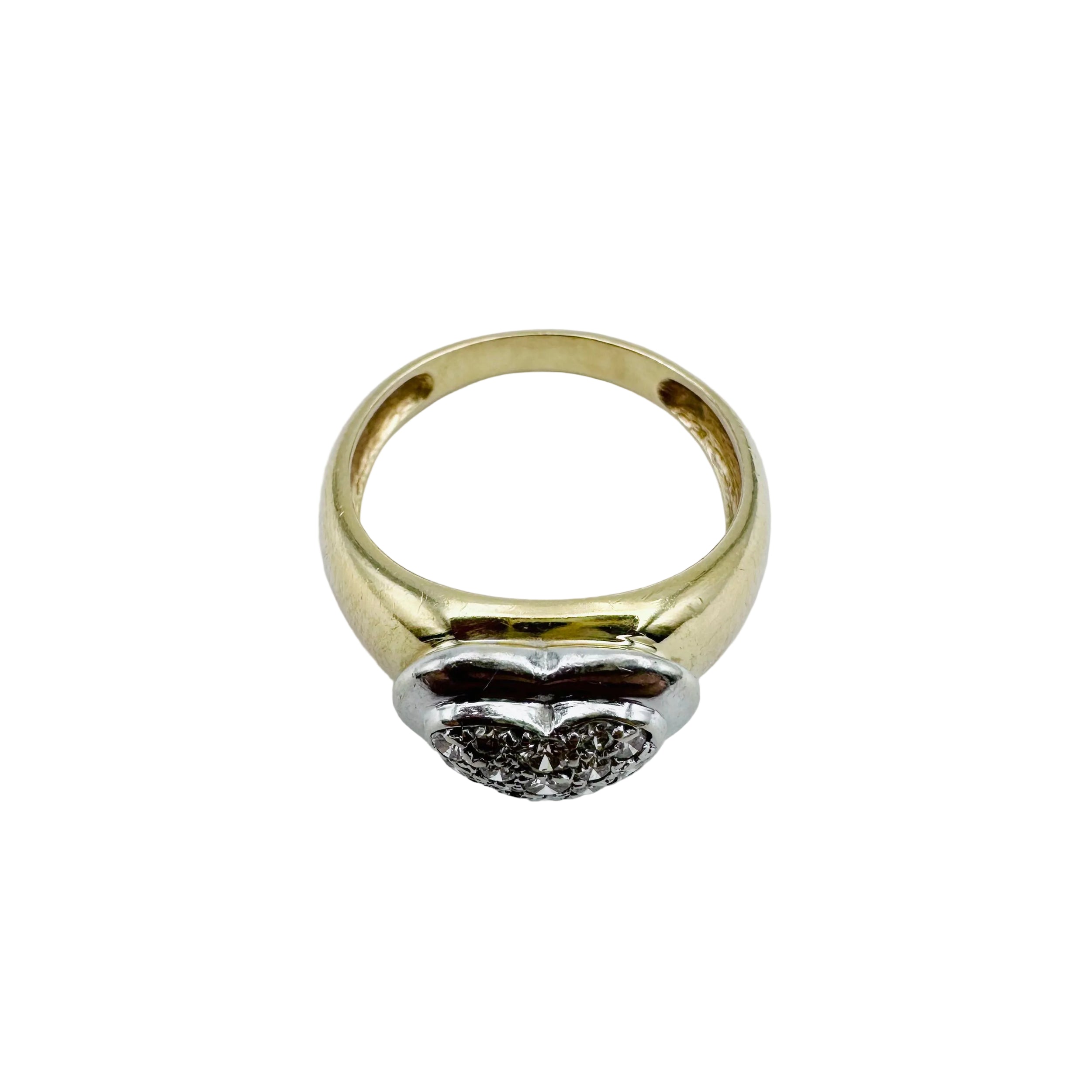 Ring Heart in yellow gold, white gold and diamonds.