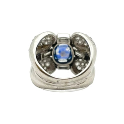 Cocktail Ring in White Gold, Sapphire, and Diamonds
