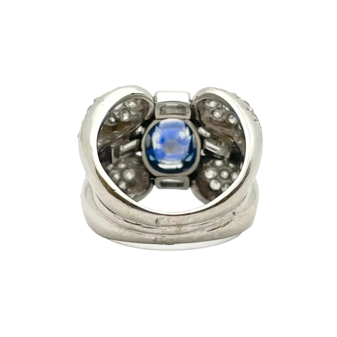 Cocktail Ring in White Gold, Sapphire, and Diamonds