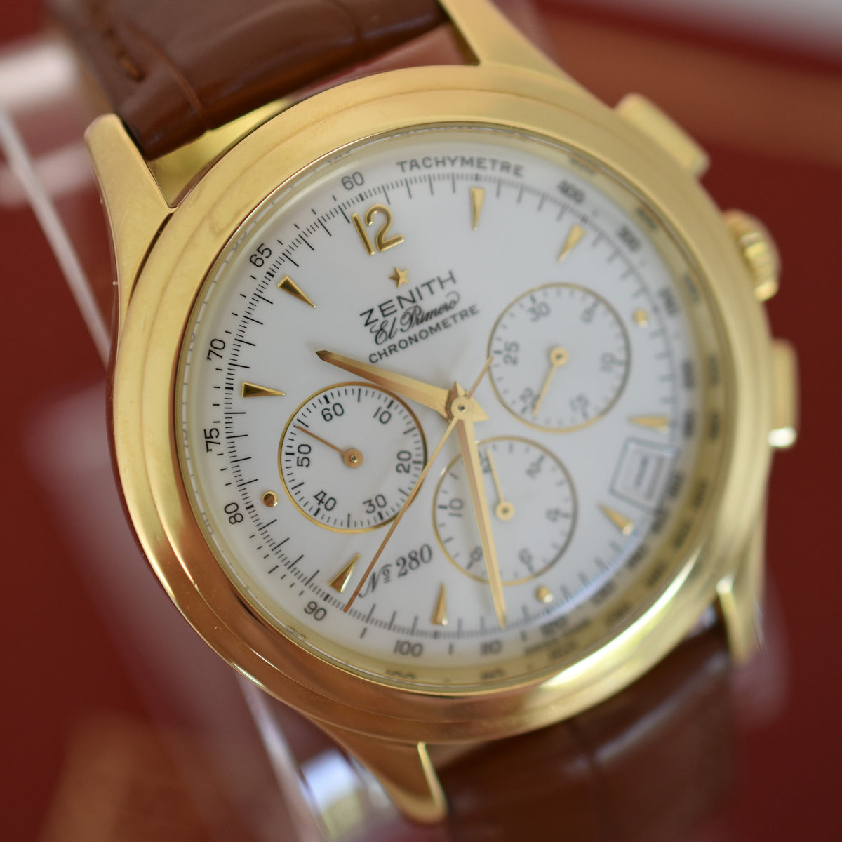 ZENITH "El Primero" Watch in Yellow gold and Leather