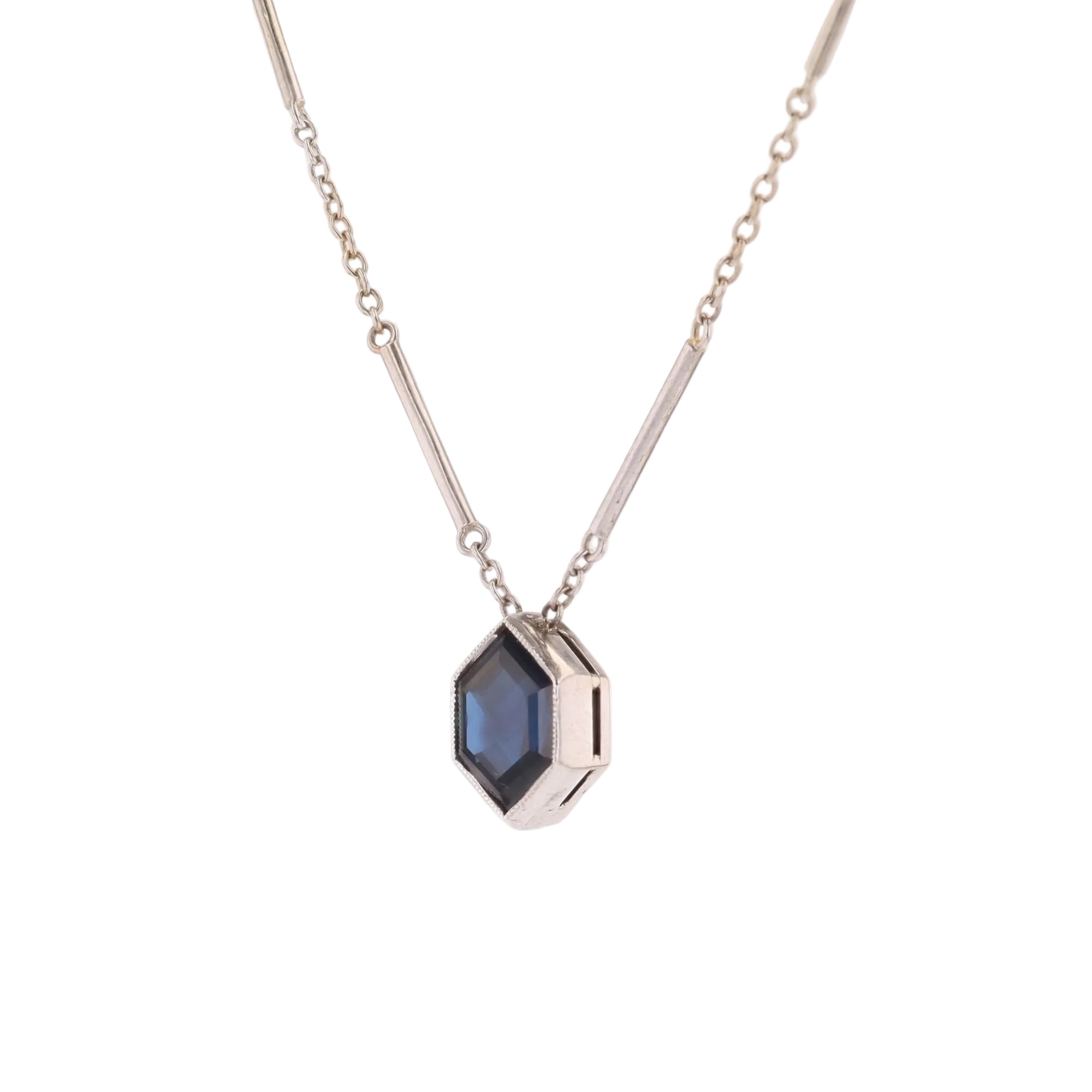 White Gold and Sapphire Pendant Necklace