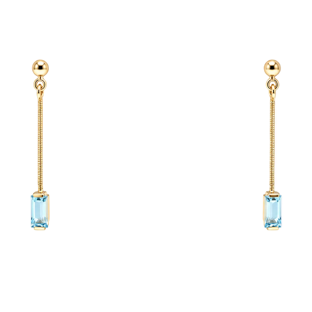 Yellow Gold Drop Earrings with Topaz