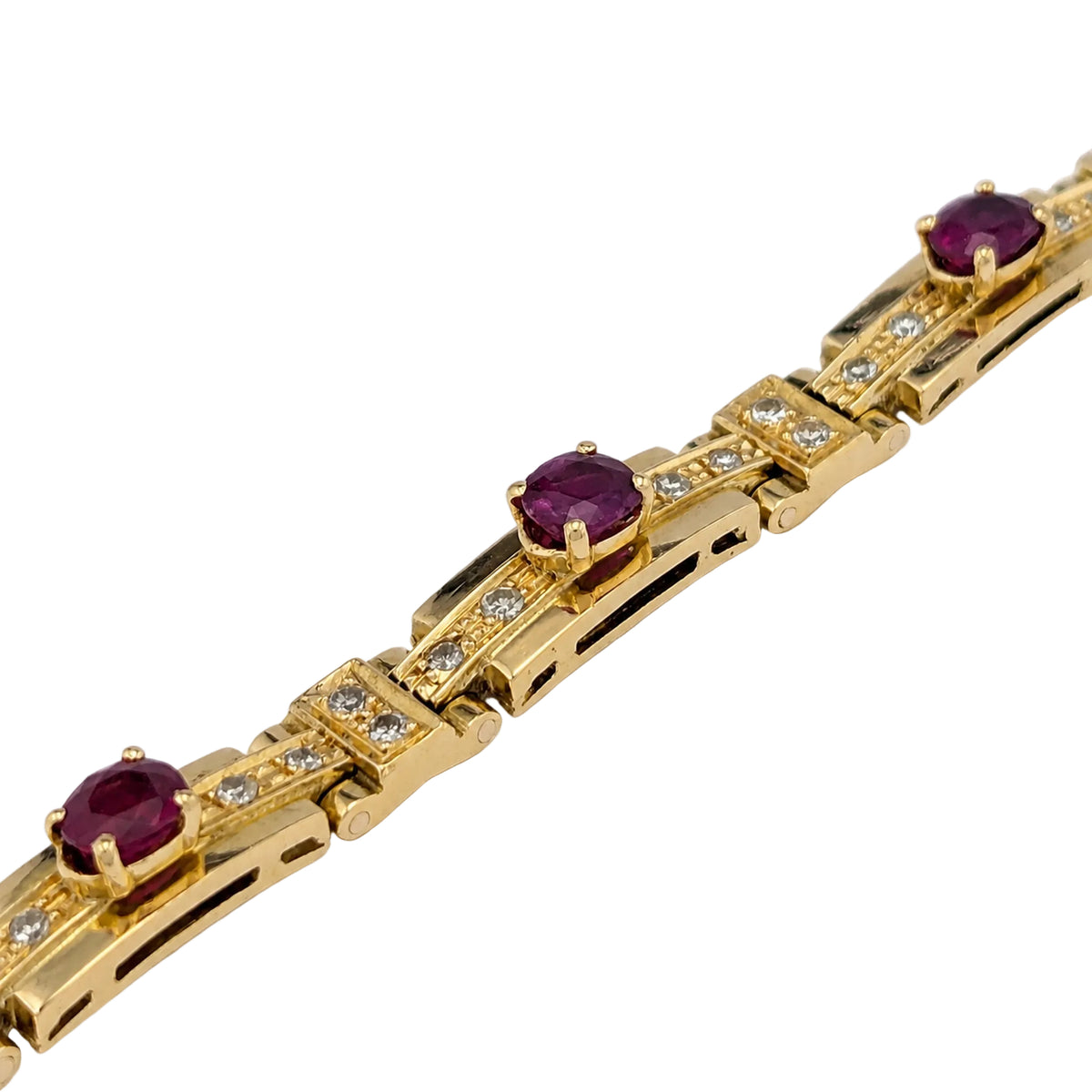 "Ligne" Bracelet in Yellow Gold, Rubies, and Diamonds