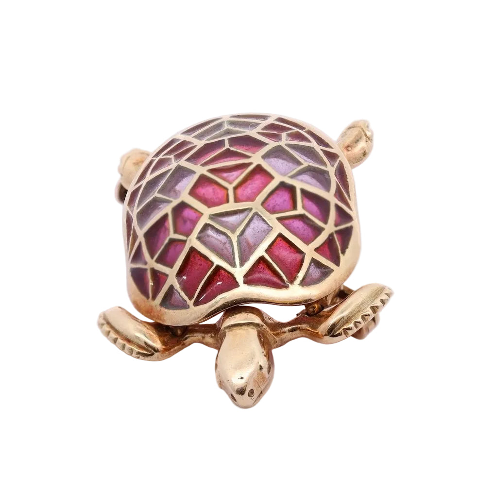 Yellow Gold and Enamel Brooch