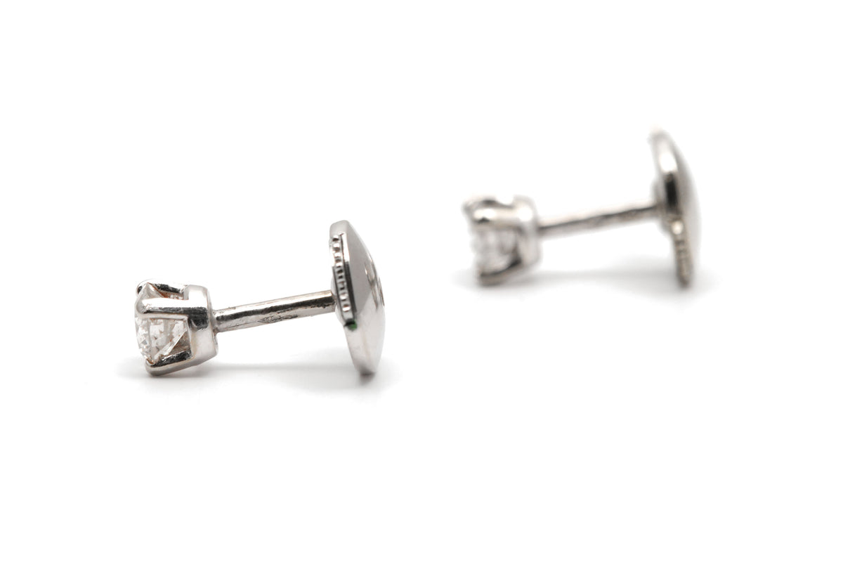 Boucles d'oreilles Puces en or blanc et diamants