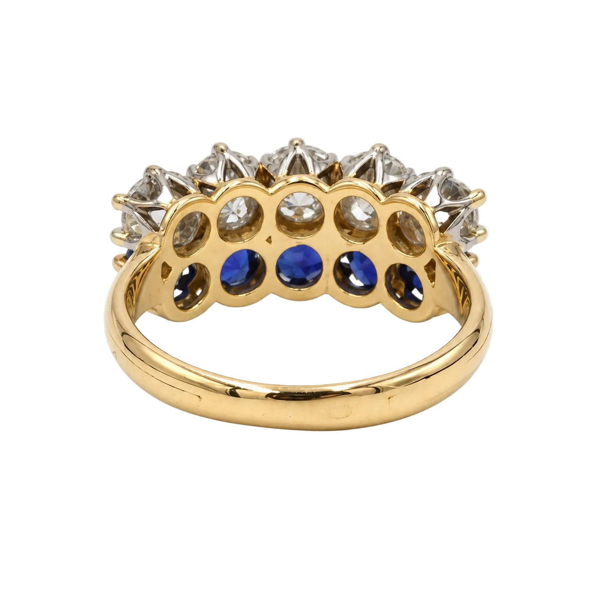 Bague Alliance en or blanc, or jaune, saphirs et diamants