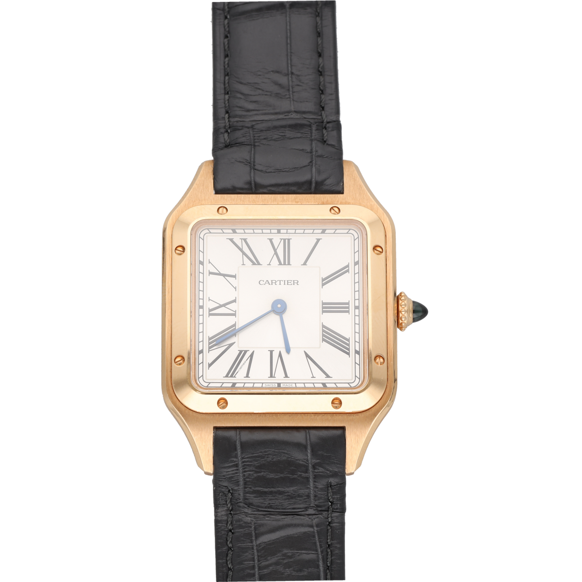 CARTIER "Santos Dumont" GM Watch in Rose gold and Leather