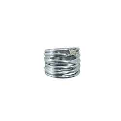MAUBOUSSIN "Kiff and Sun" Ring in yellow gold, silver, and diamonds