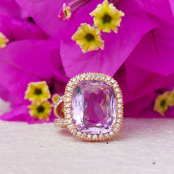 Entourage Ring in Rose gold, Amethyst and Diamonds