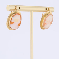 Boucles d'oreilles Dormeuses en or jaune, or rose et camée