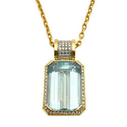 GOUBLE Pendant Necklace in yellow gold, aquamarine, and diamonds