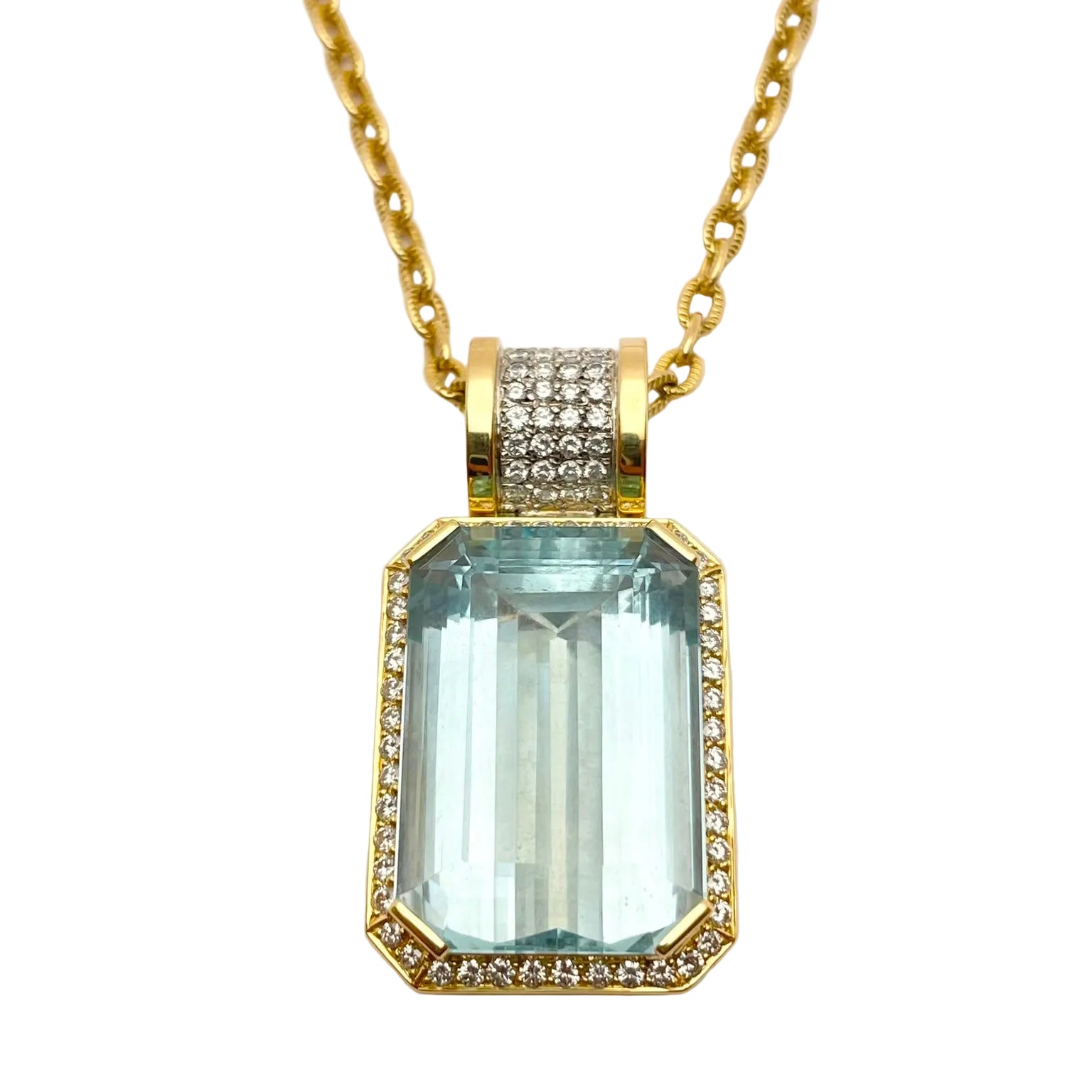 GOUBLE Pendant Necklace in yellow gold, aquamarine, and diamonds