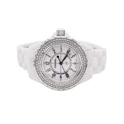 Watch Chanel, "J12", ceramic white and diamonds.