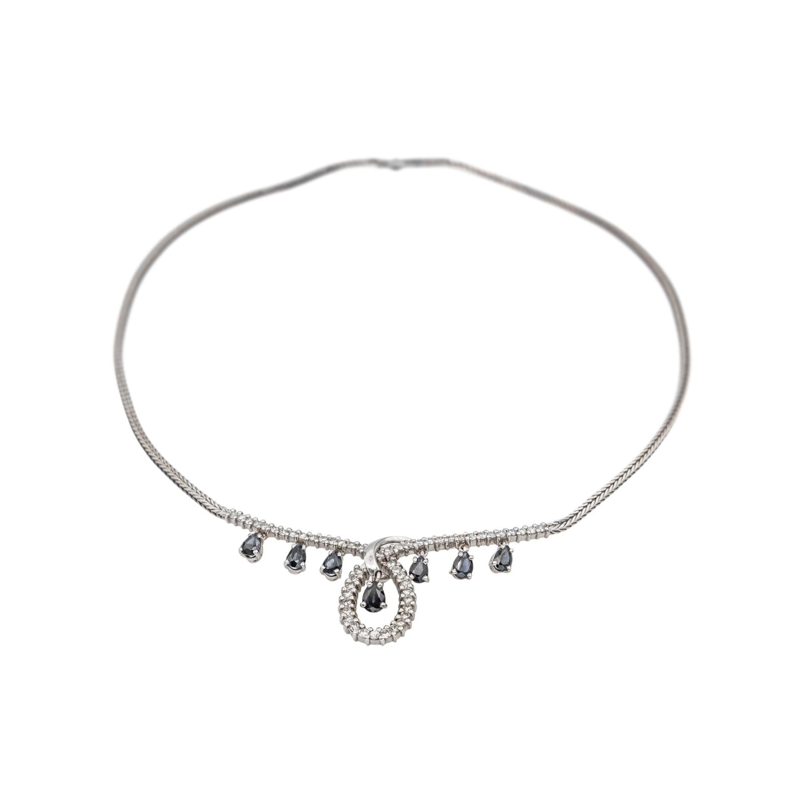 Collier Or blanc Saphir