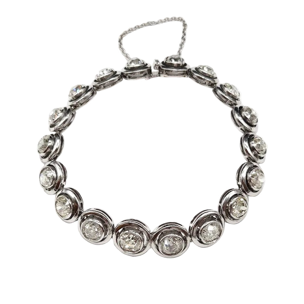 White gold, silver, and diamond bracelet