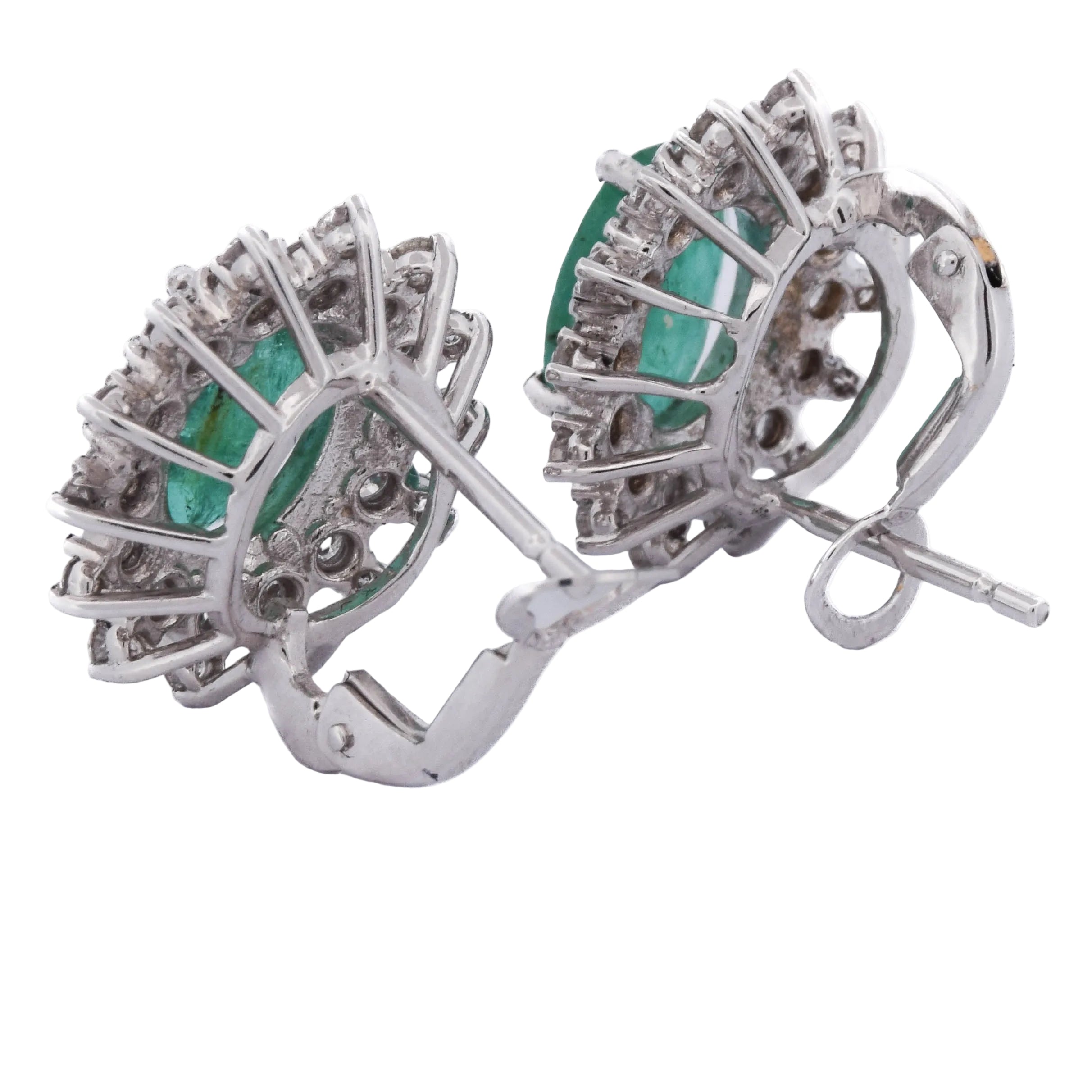 Boucles d'oreilles Clips en or blanc, émeraudes et diamants