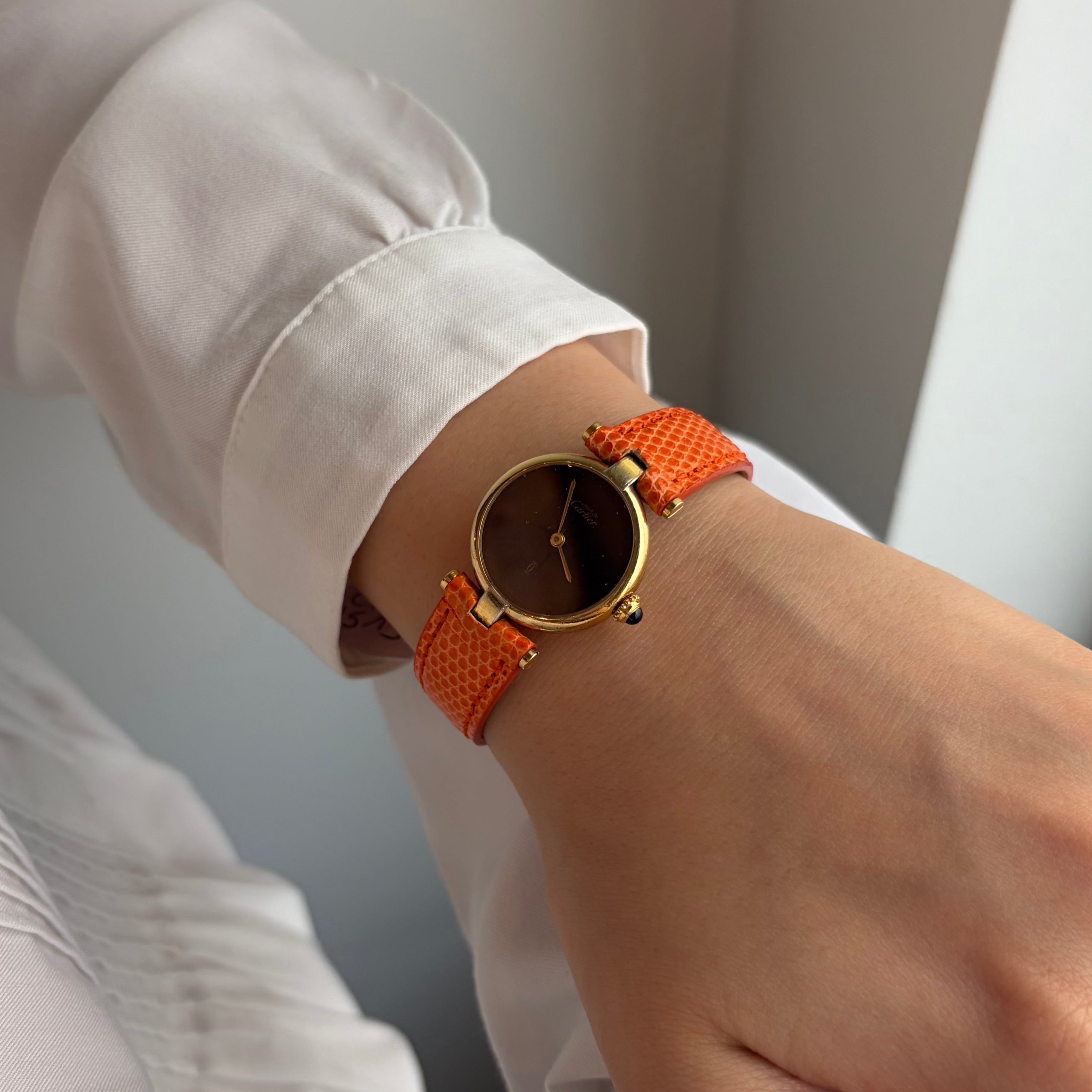 CARTIER "Must de CARTIER Vendôme" Watch in Vermeil and Leather