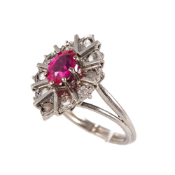 Bague en or blanc, rubis et diamants