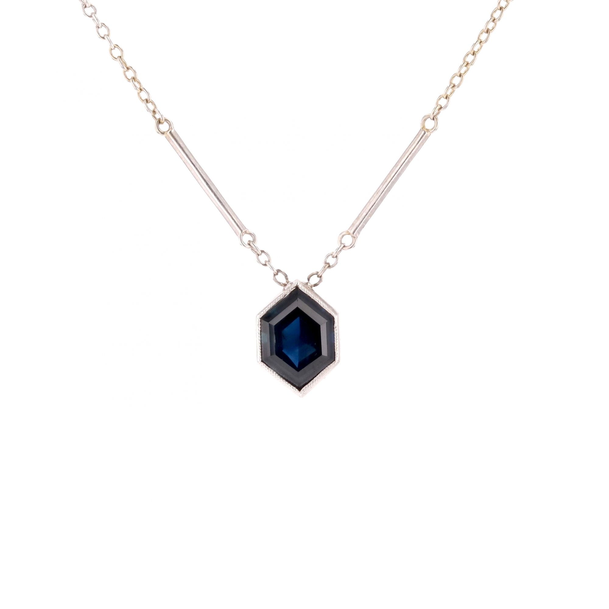 White Gold and Sapphire Pendant Necklace
