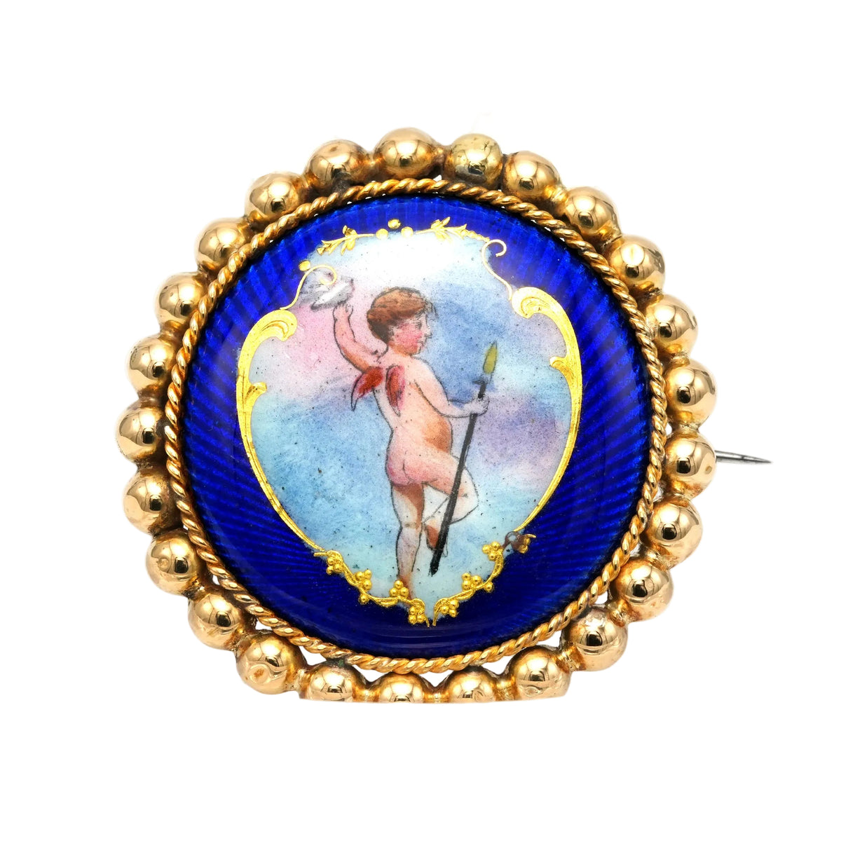Yellow Gold and Enamel Brooch