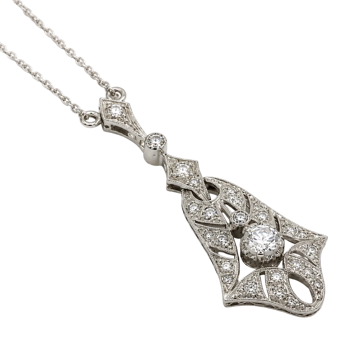 White Gold and Diamond Pendant Necklace