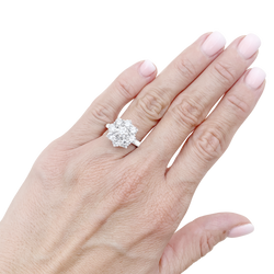 Bague Marguerite en or blanc et platine, sertie de diamants.