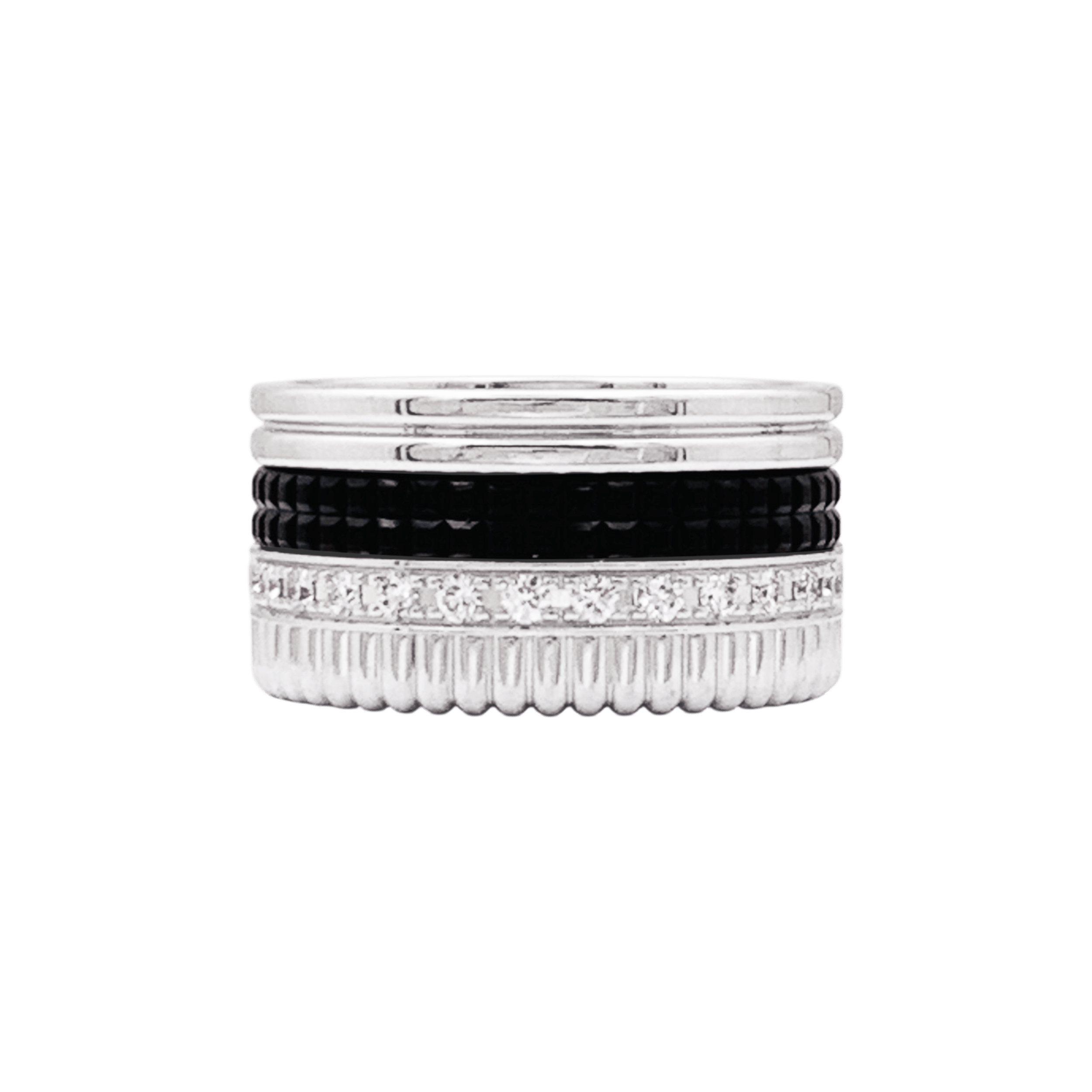 Bague Boucheron, "Quatre Black Edition Large", or blanc, PVD et diamants.