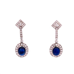Platinum Drop Earrings with Sapphires and Diamonds