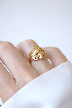 Yellow gold, Rose gold, and Ruby Bangle Ring