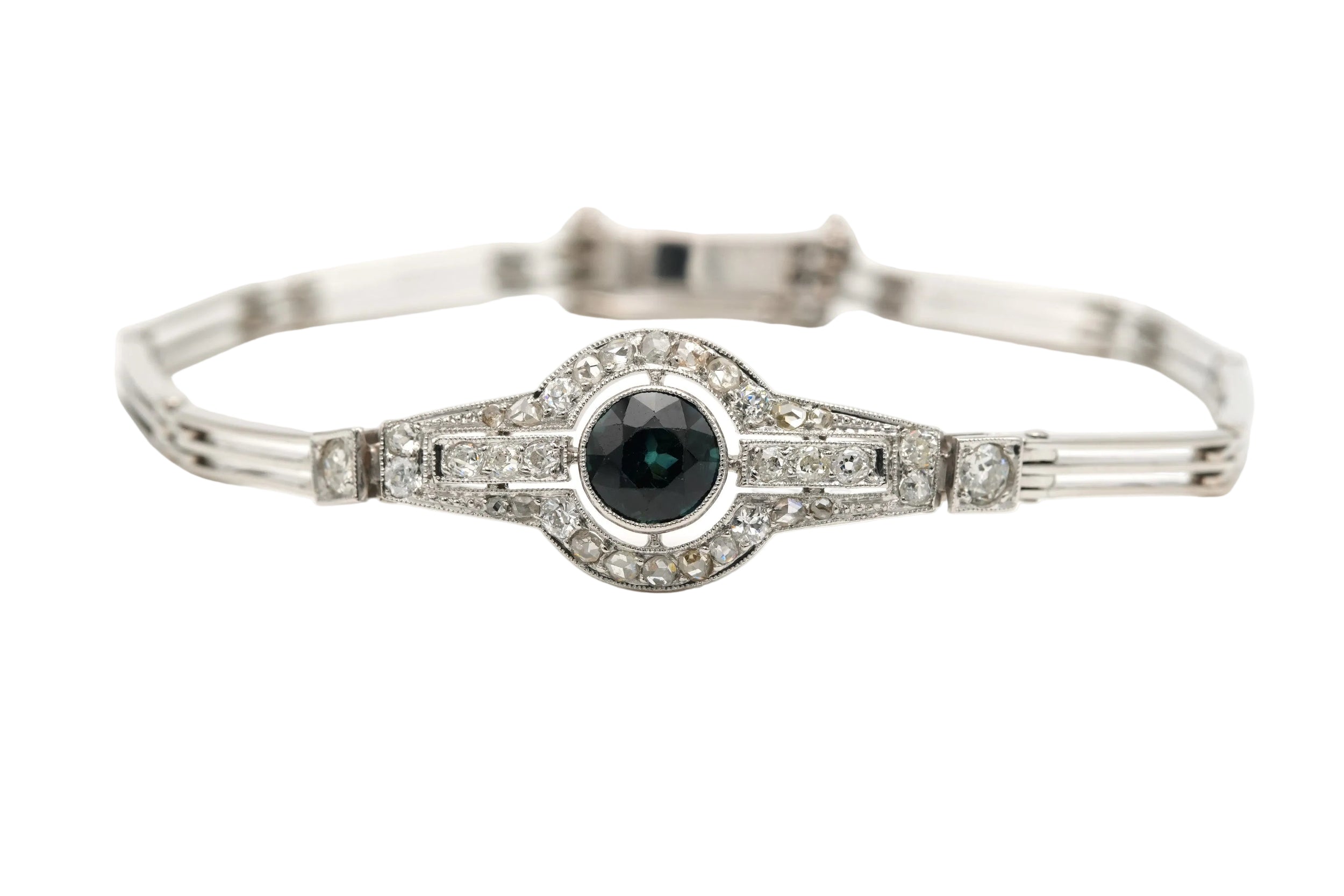 Bracelet en or blanc, saphir et diamants