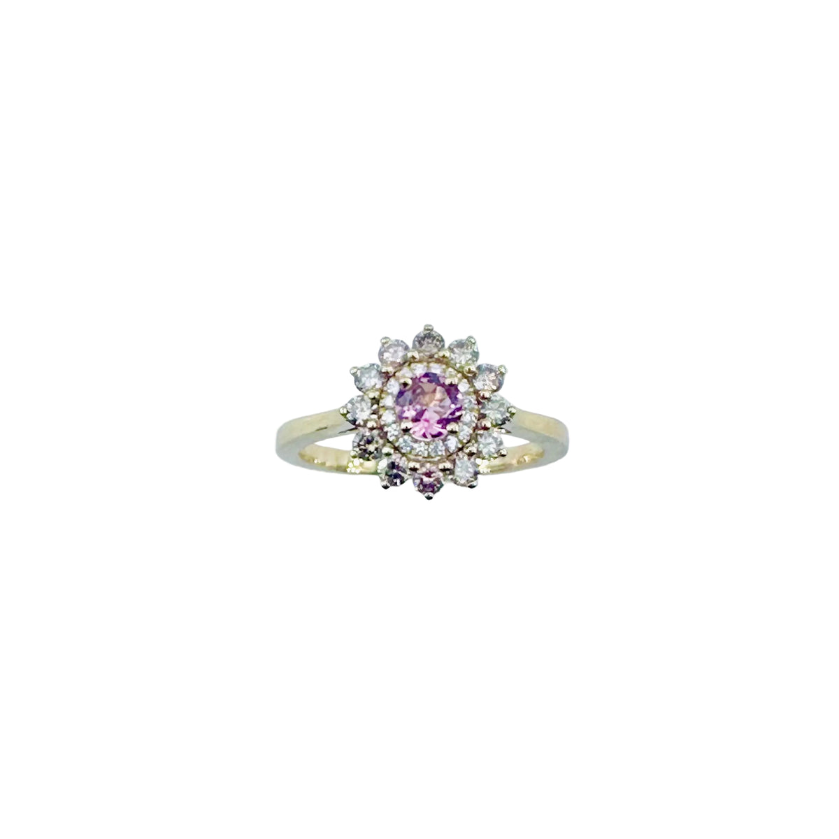 GEMMYO "Lefkos Camaïeux" Entourage Ring in yellow gold, Tourmaline, and Diamonds