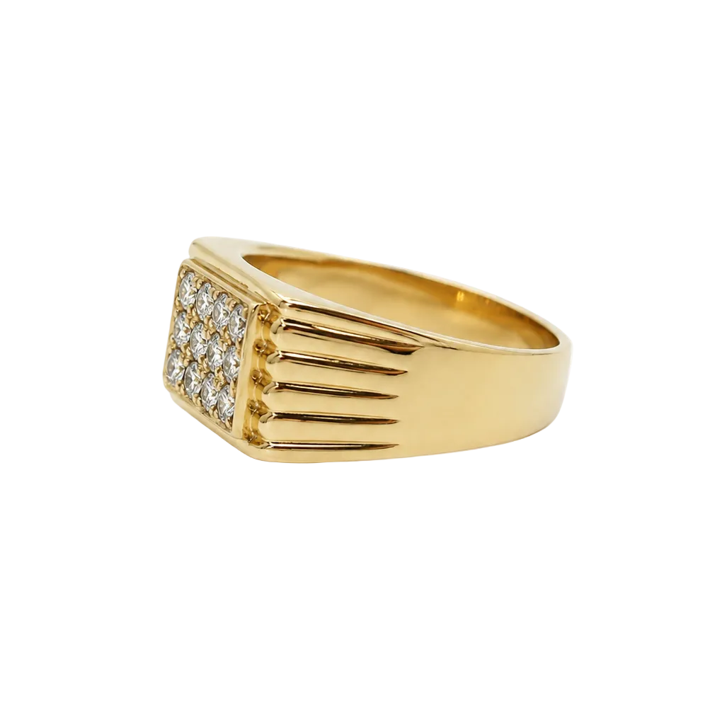 Yellow Gold Signet Ring with Diamonds